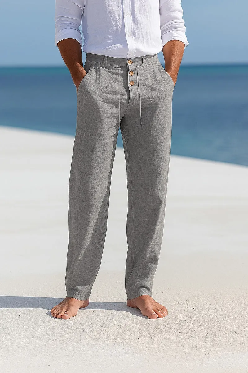 Zarev | Leichte Leinenhose mit Kordelzug und Taschen