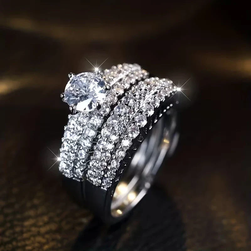 Aurora | Set di anelli da sposa da donna con zirconi