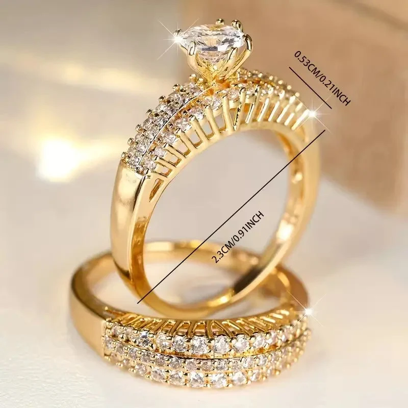 Aurora | Set di anelli da sposa da donna con zirconi