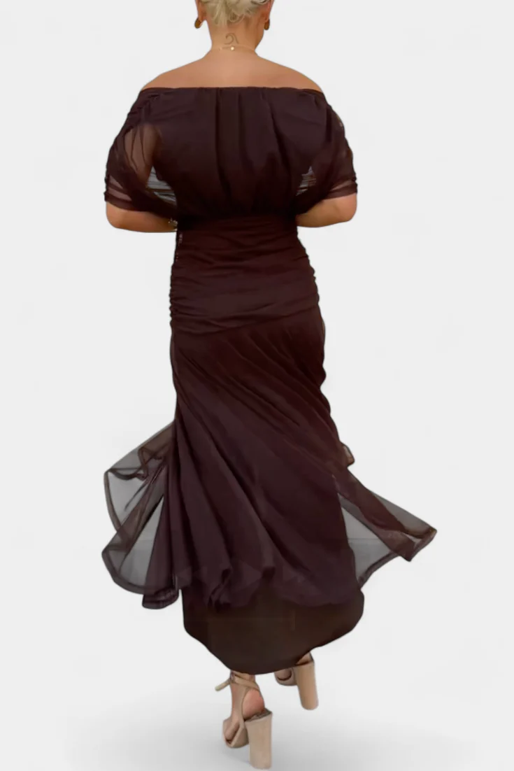 Iselina | Elegantes Maxikleid mit V-Ausschnitt und fließenden Ärmeln