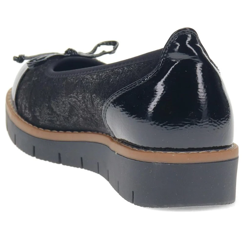 Wide Fit Bow-Detailed Pumps - WBINS40245 / 326 526 - Black-Black Patent