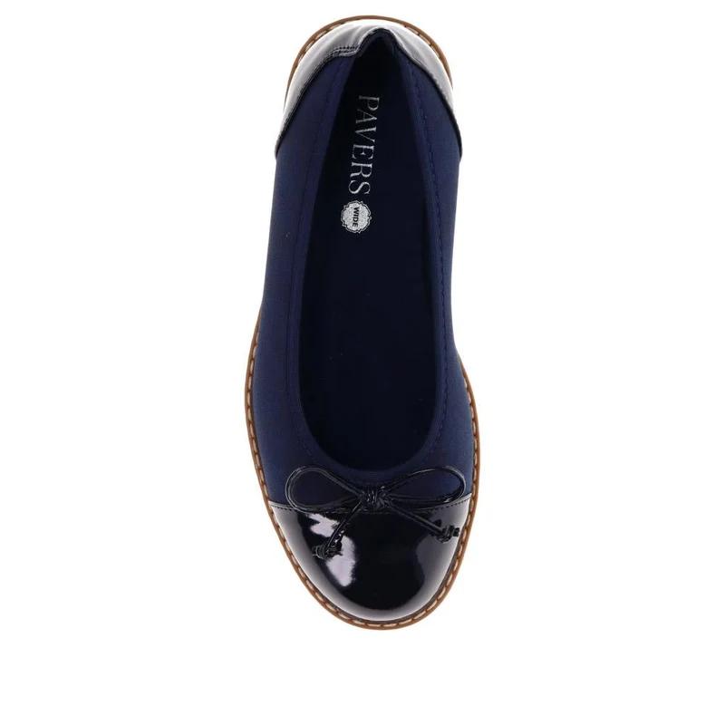 Wide Fit Bow-Detailed Pumps - WBINS40245 / 326 526 - Navy-Navy Patent