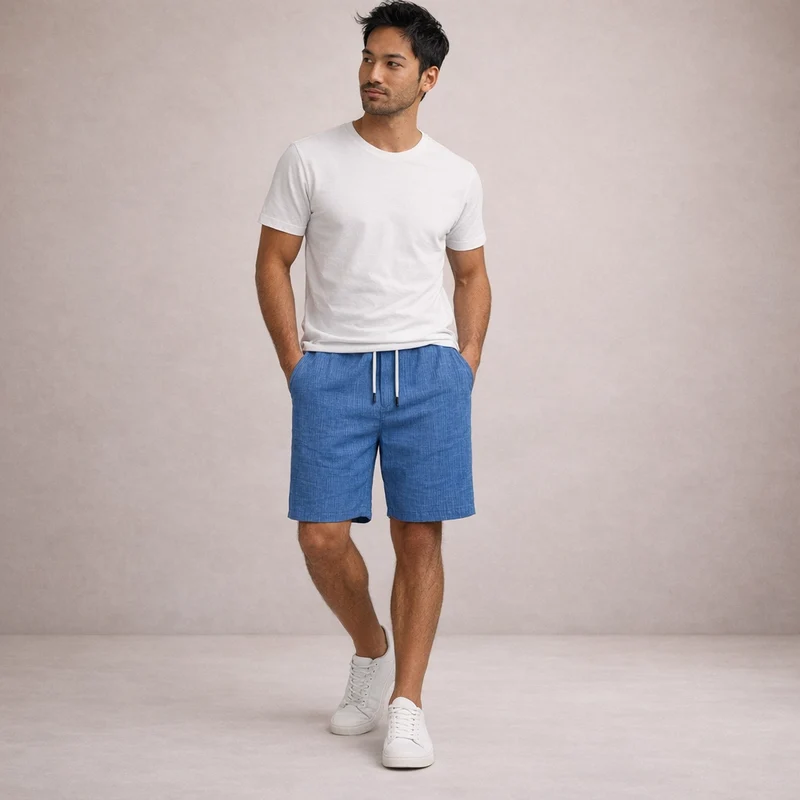 Pantaloncini in lino da uomo | Pantaloni estivi traspiranti casual
