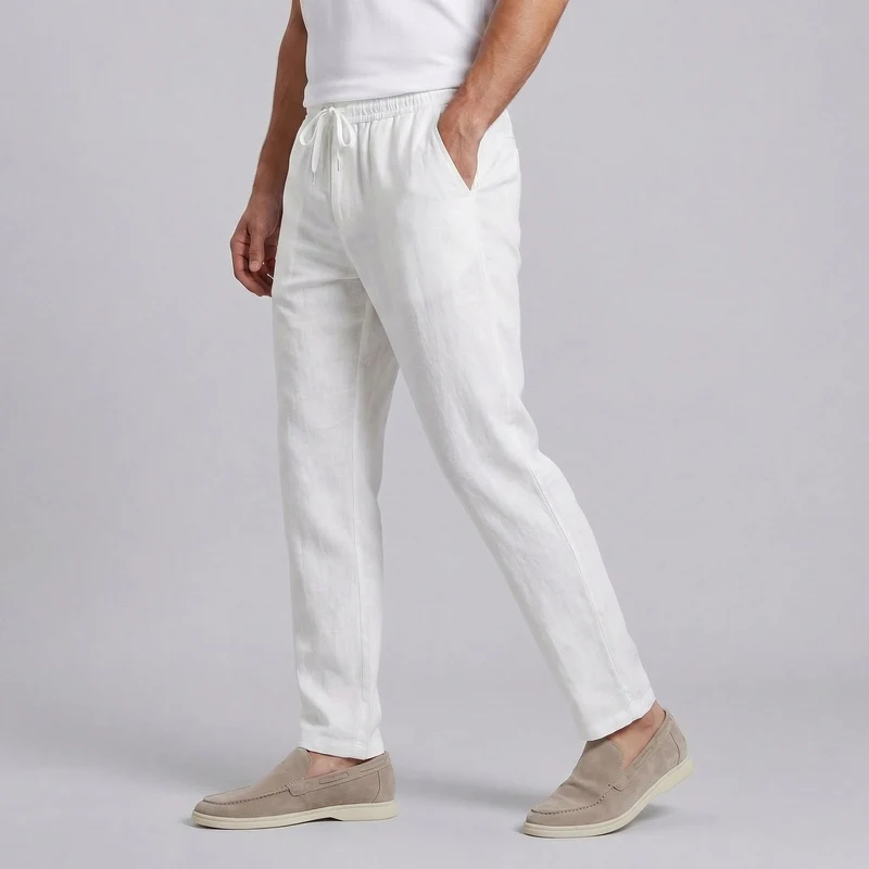 Pantaloni da uomo a gamba larga leggeri estivi casual