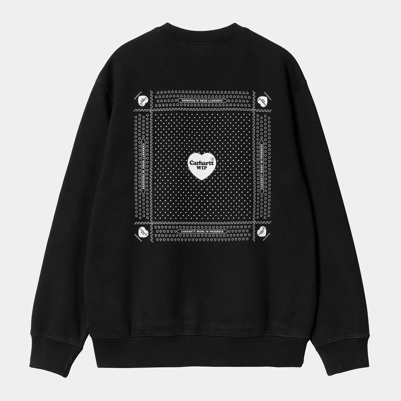 Carhartt WIP Herz-Bandana-Sweatshirt für Herren – Schwarz / Weiß
