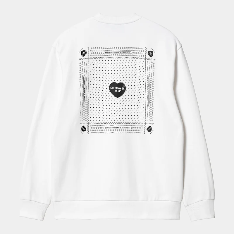 Carhartt WIP Herz-Bandana-Sweatshirt für Herren – Weiß / Schwarz