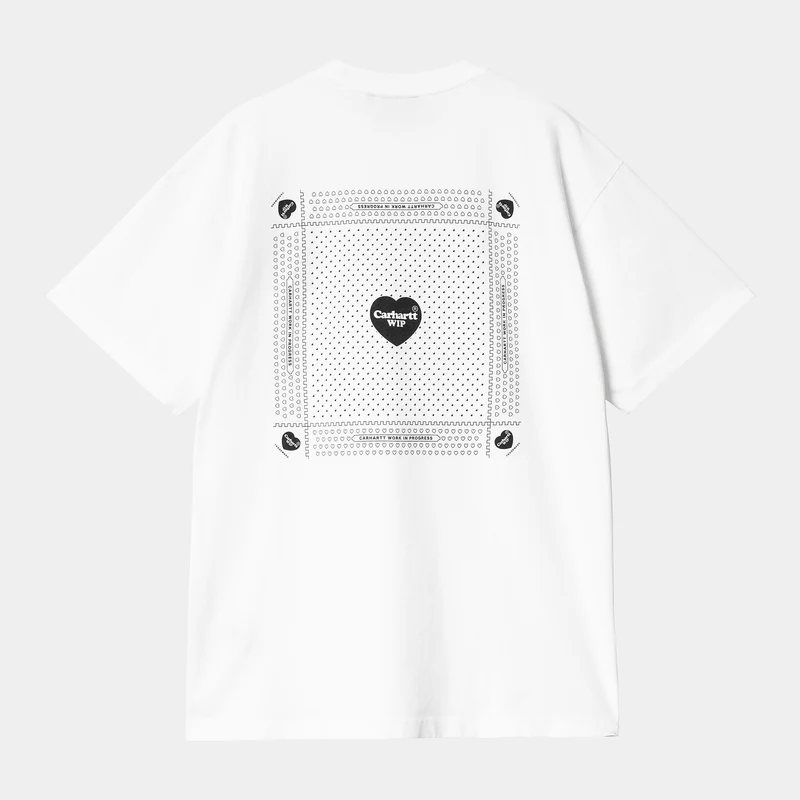 Carhartt WIP Herren-Herz-Bandana-T-Shirt – Weiß / Schwarz