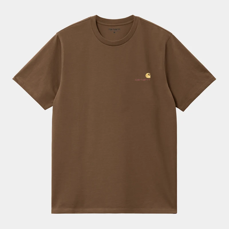 Carhartt WIP Herren Kurzarm American Script T-Shirt - Holz