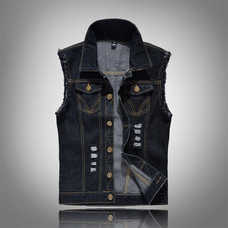 Gilet in denim da uomo | Gilet senza maniche con tasche pratiche