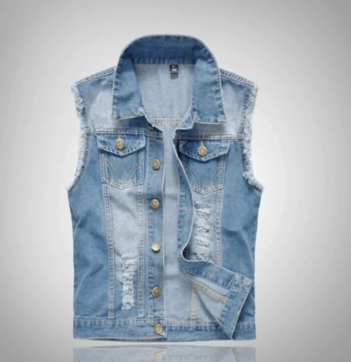 Gilet in denim da uomo | Gilet senza maniche con tasche pratiche