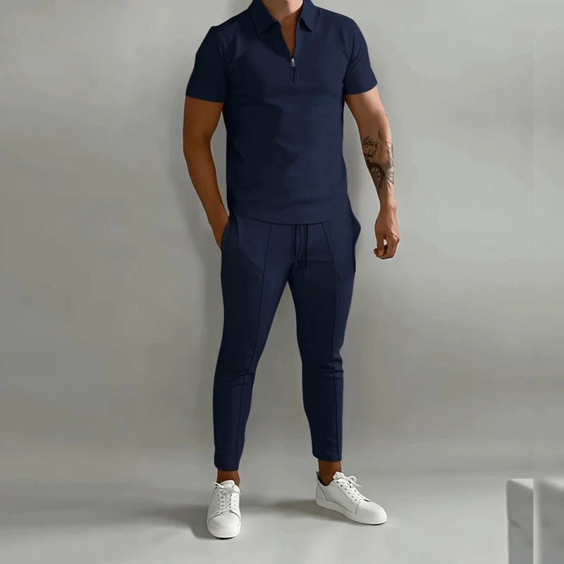 Set elegante di polo e pantaloni da uomo | Outfit smart-casual