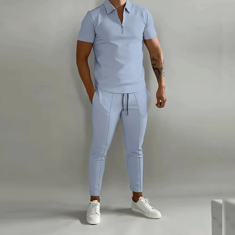Set elegante di polo e pantaloni da uomo | Outfit smart-casual