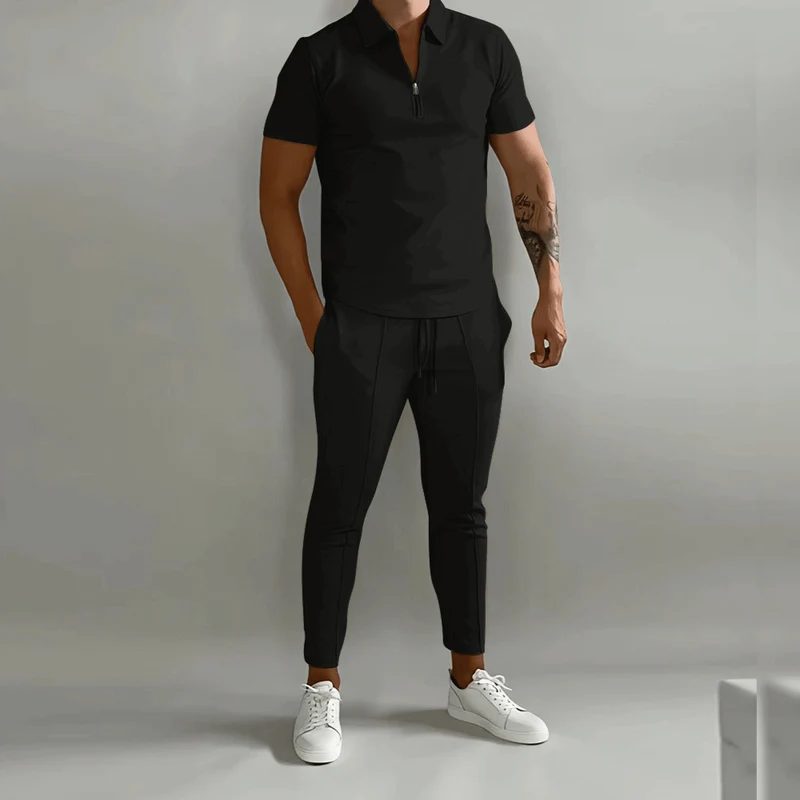 Set elegante di polo e pantaloni da uomo | Outfit smart-casual