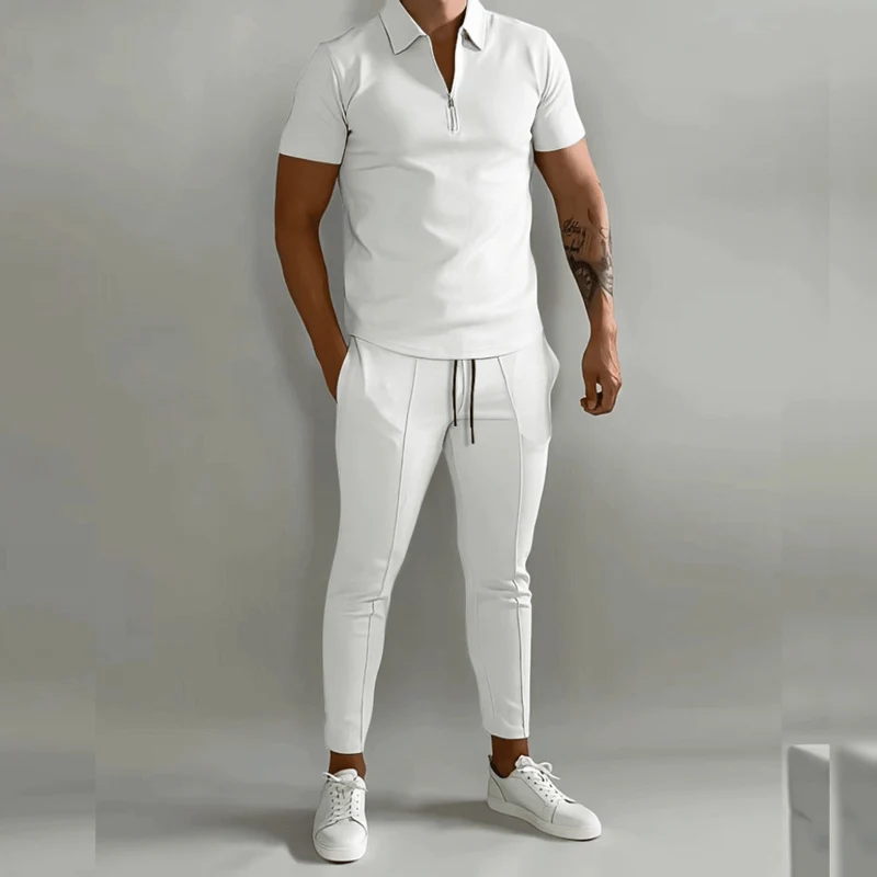 Set elegante di polo e pantaloni da uomo | Outfit smart-casual