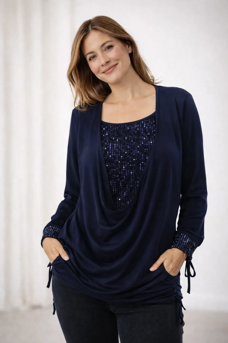 Blusa da donna con paillettes | Maniche lunghe e taglio ampio