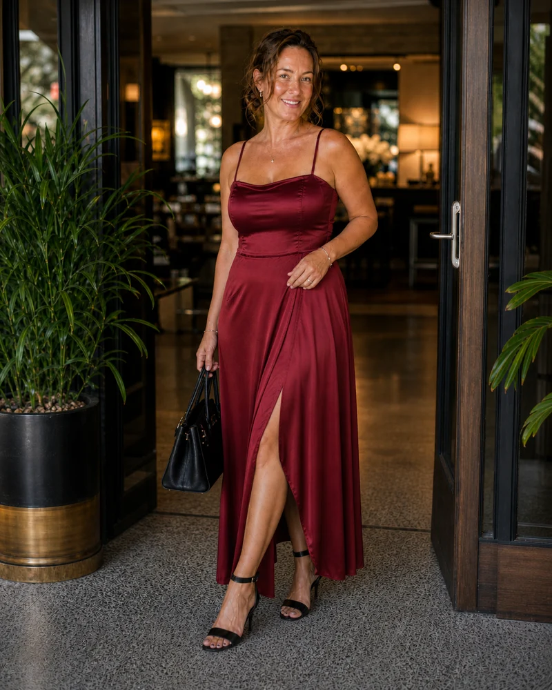 Elegante vestito da donna con spacco | Moda femminile