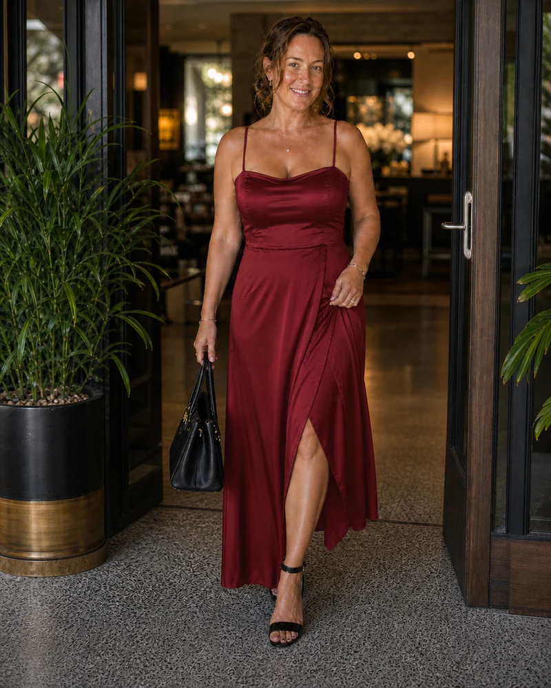 Elegante vestito da donna con spacco | Moda femminile