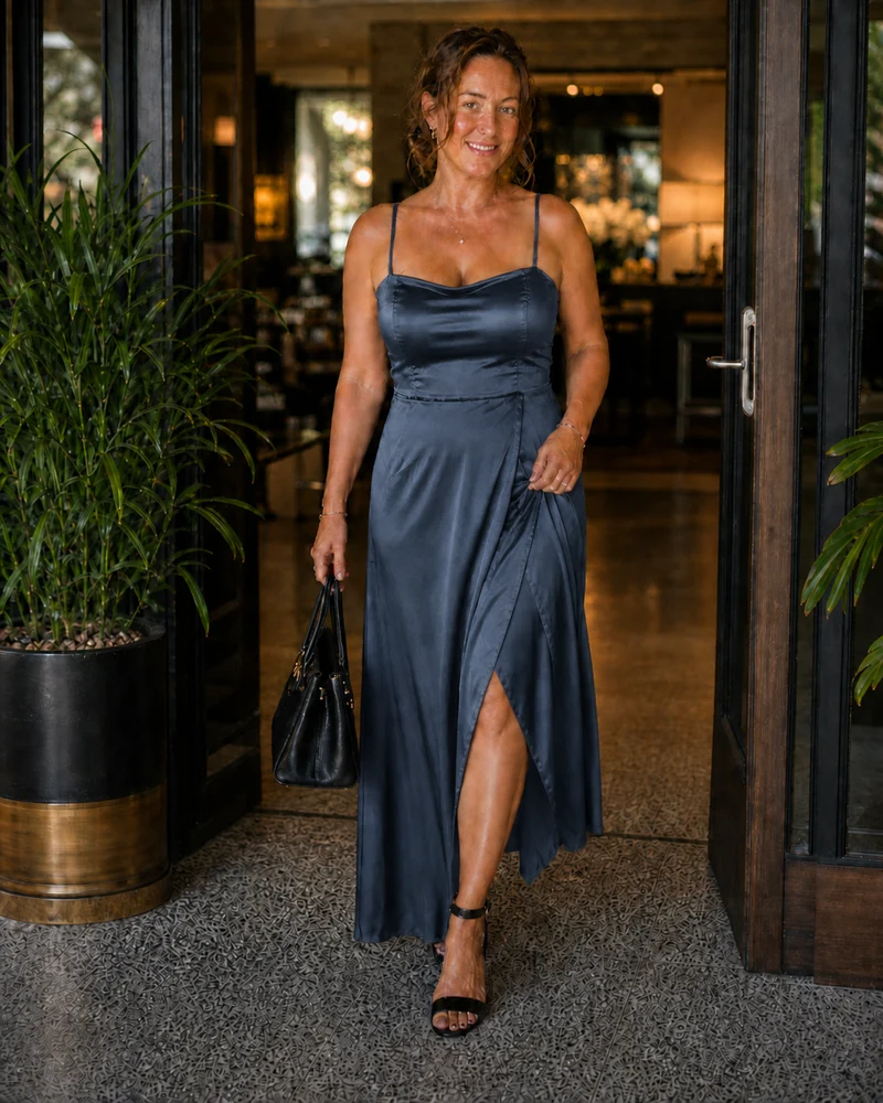 Elegante vestito da donna con spacco | Moda femminile