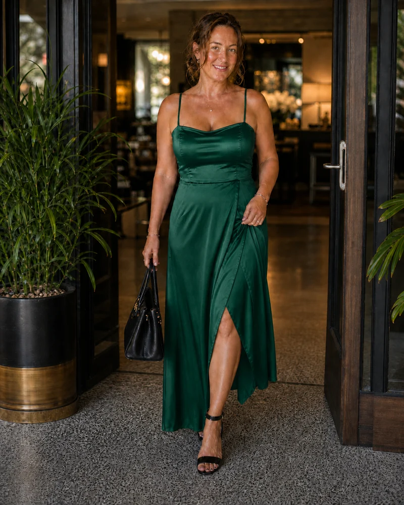 Elegante vestito da donna con spacco | Moda femminile