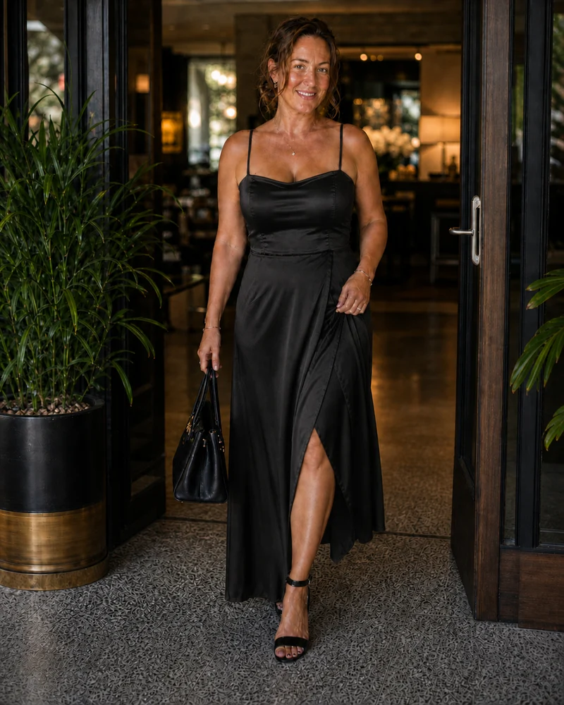 Elegante vestito da donna con spacco | Moda femminile