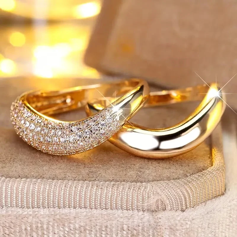 Anelli eleganti | Set di due anelli per fidanzamento e matrimonio