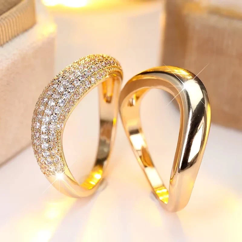 Anelli eleganti | Set di due anelli per fidanzamento e matrimonio