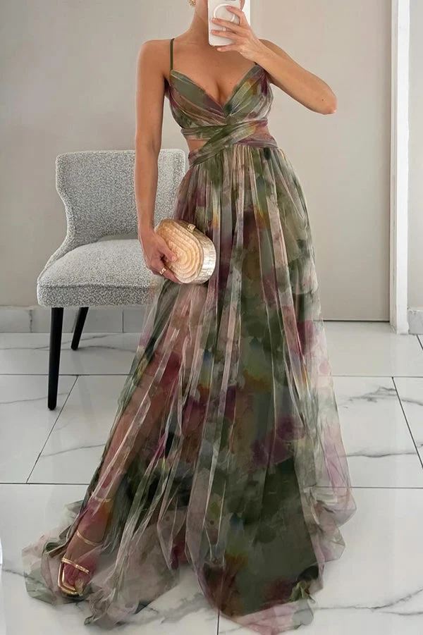 Elegantes Maxikleid mit Blumendruck für Damen Frühling