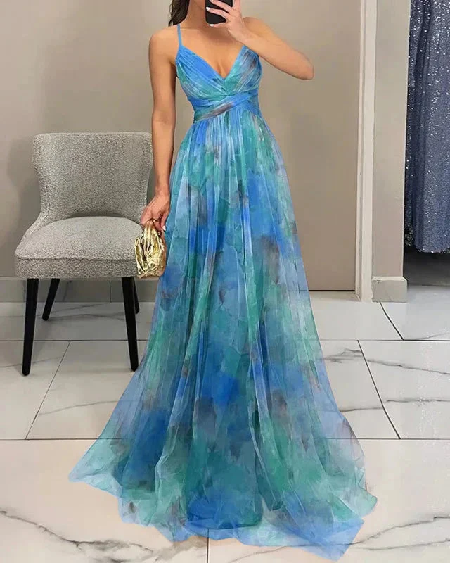 Elegantes Maxikleid mit Blumendruck für Damen Frühling