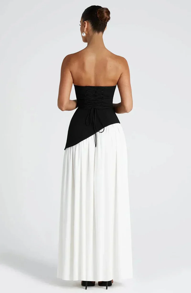 Talina | Trägerloses asymmetrisches Maxikleid Damen