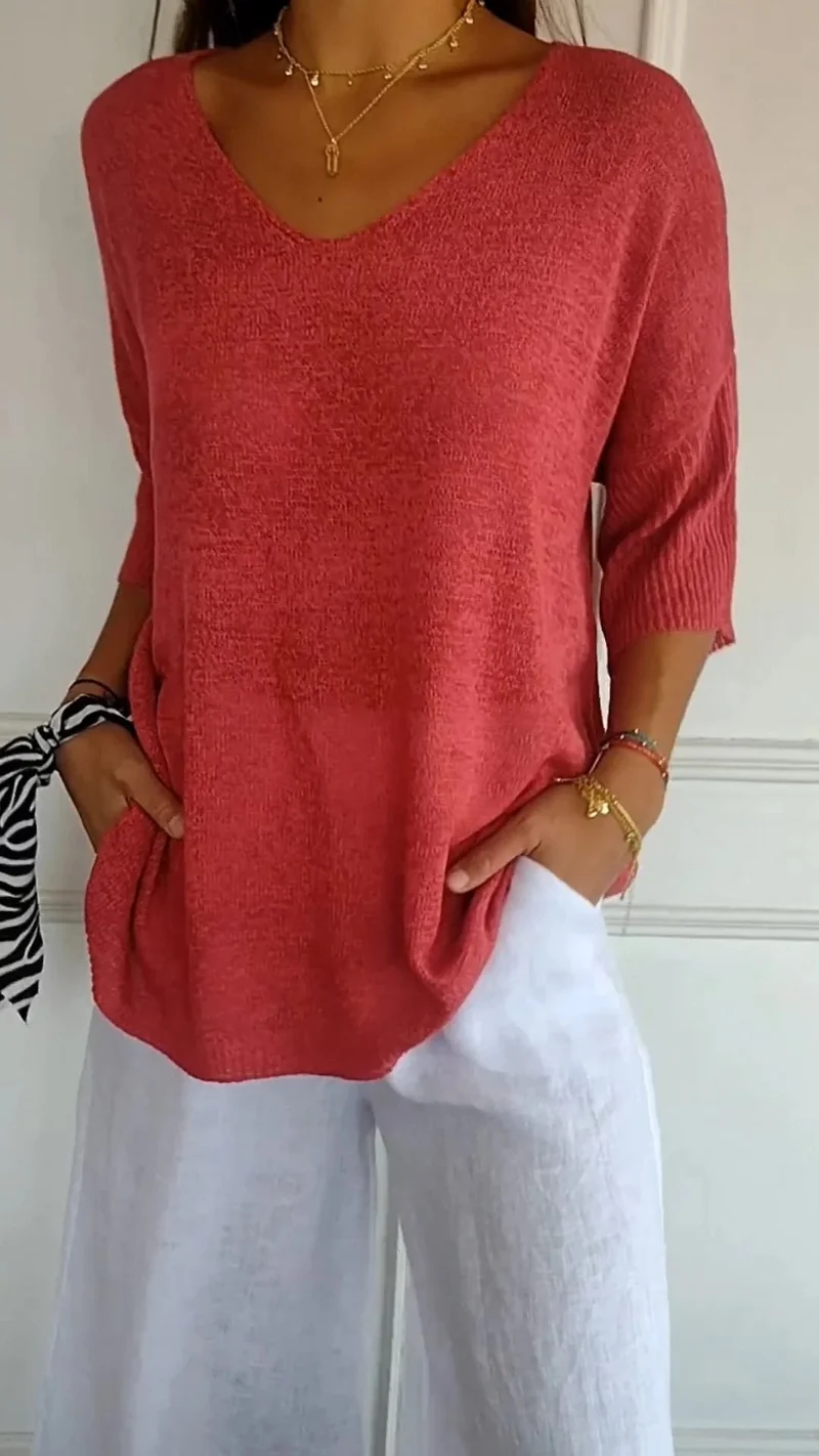 Strickpullover Damen V-Ausschnitt Atmungsaktiv Vielseitig
