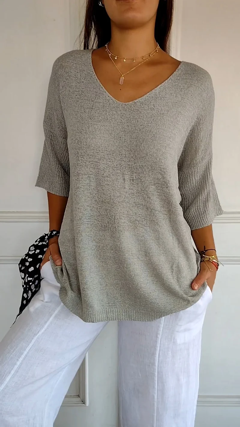 Strickpullover Damen V-Ausschnitt Atmungsaktiv Vielseitig