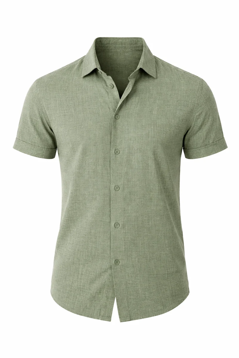 Camicia da uomo in lino classica manica lunga estiva