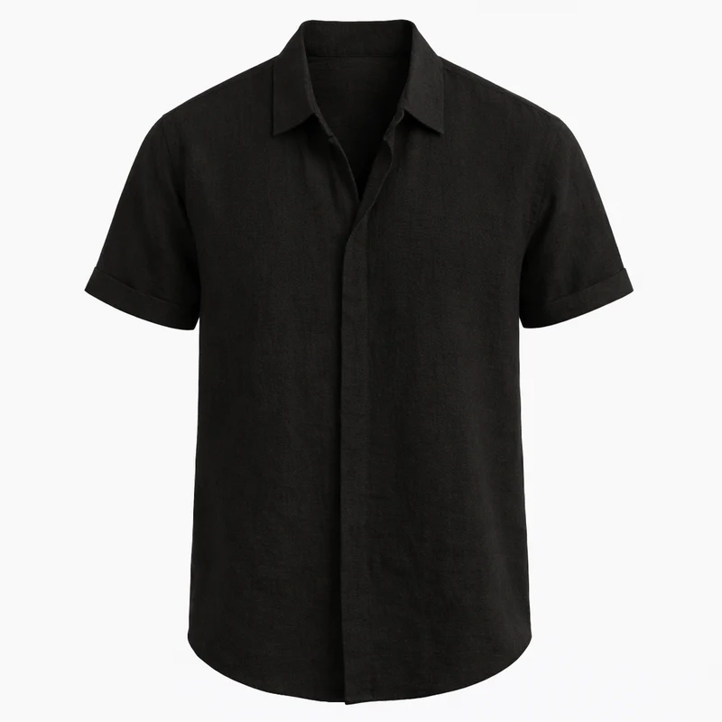Camicia da uomo in lino classica manica lunga estiva