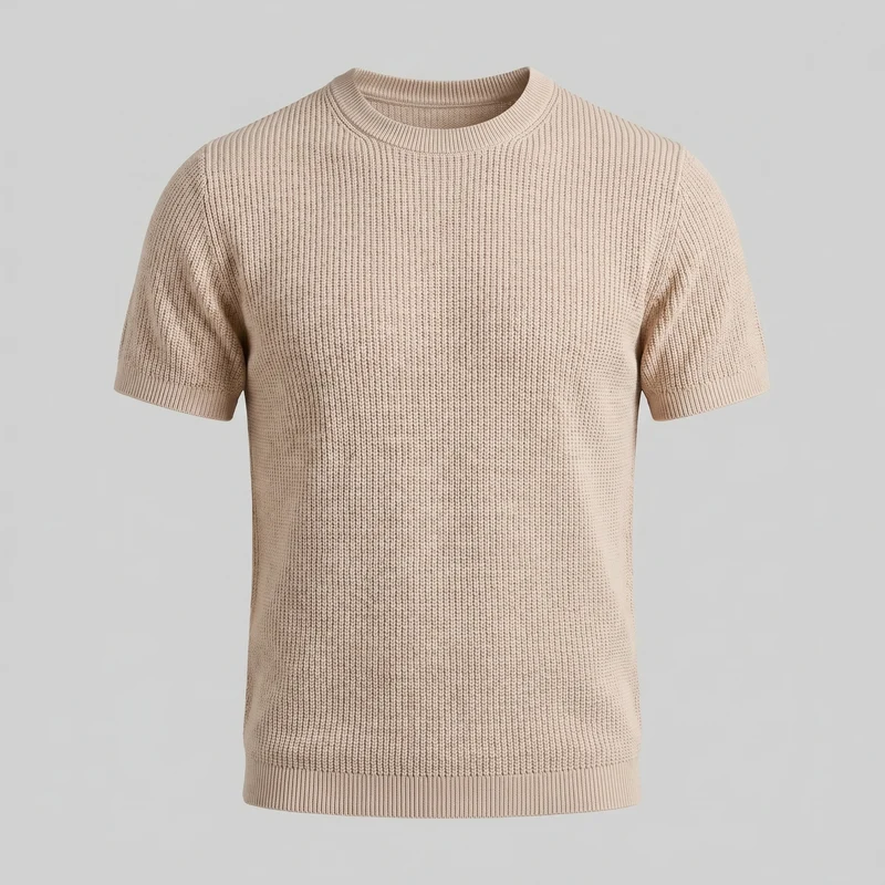 T-shirt a maglia costina da uomo | Girocollo casual