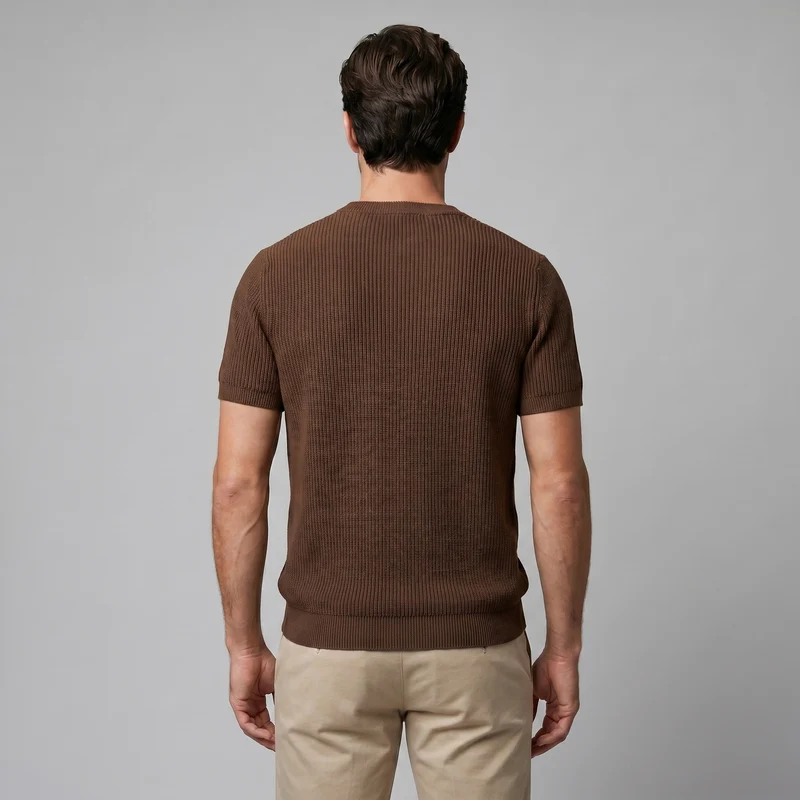 T-shirt a maglia costina da uomo | Girocollo casual