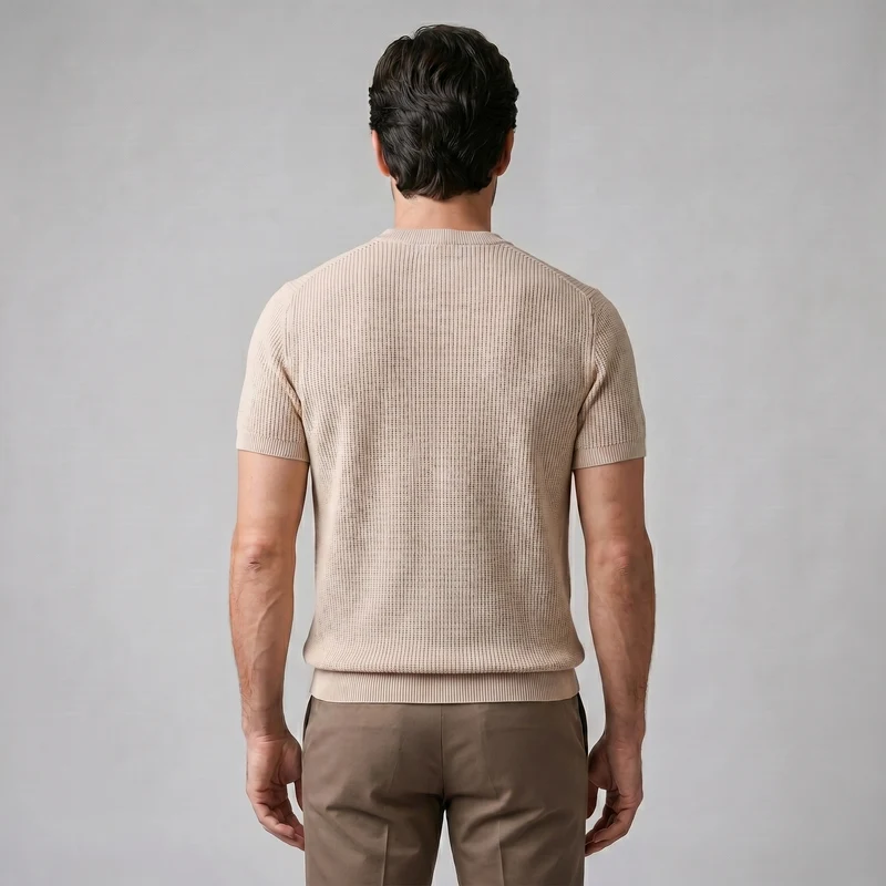 T-shirt a maglia costina da uomo | Girocollo casual