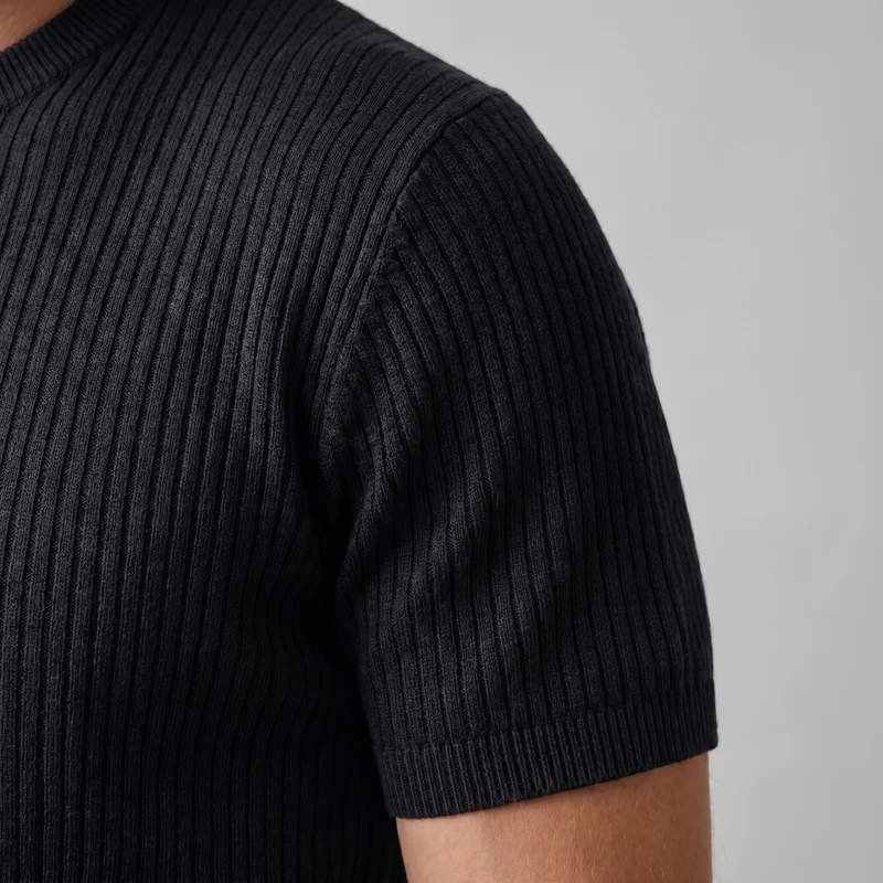 T-shirt a maglia costina da uomo | Girocollo casual