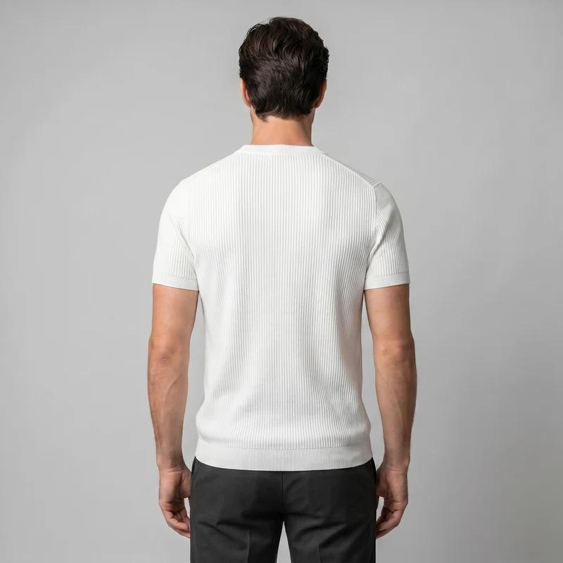 T-shirt a maglia costina da uomo | Girocollo casual
