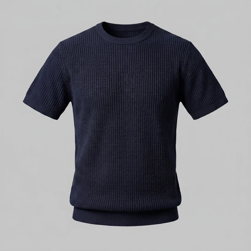 T-shirt a maglia costina da uomo | Girocollo casual
