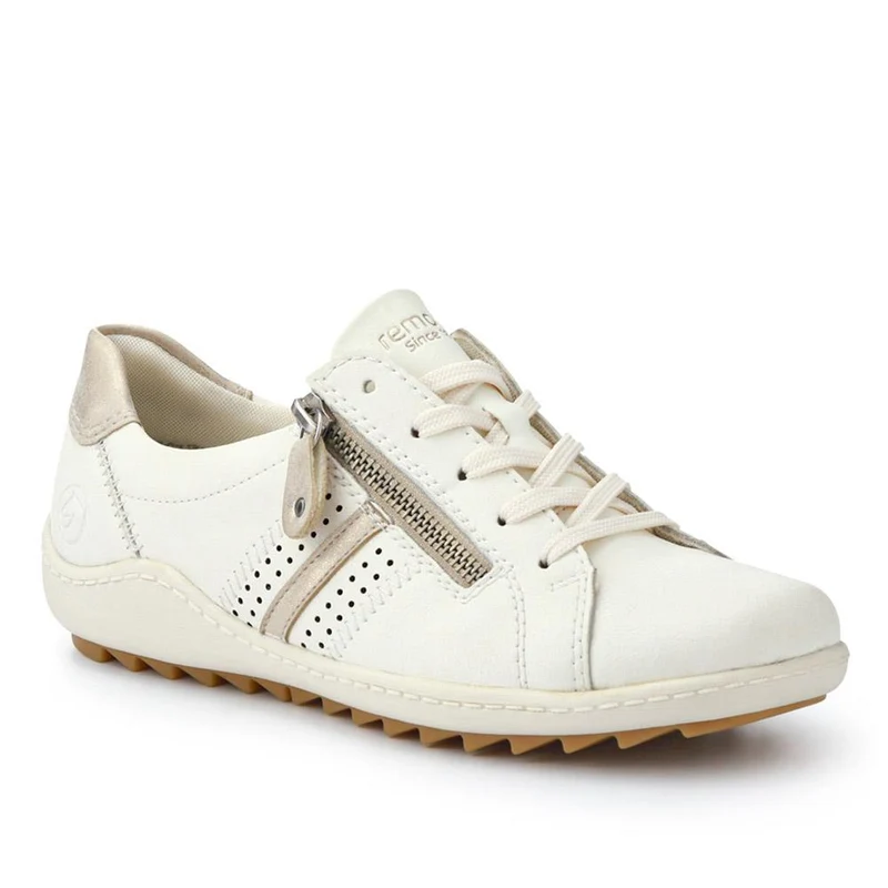 Leather Lace-Up Trainers - DRS41503 / 326 857 - Cream