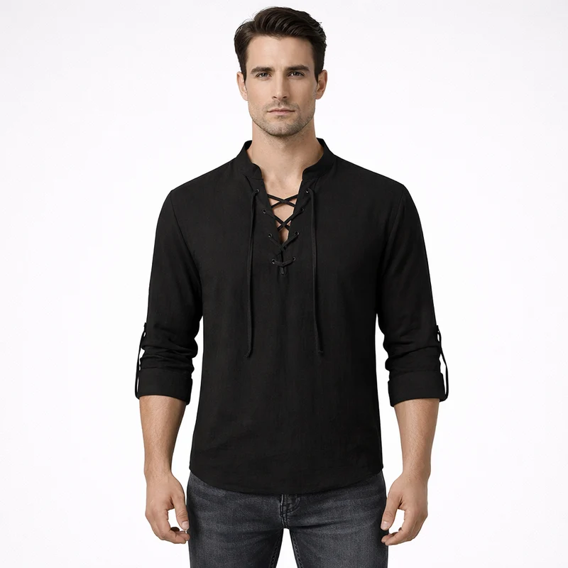 Driftlace | Camicia da uomo con scollo a V e maniche a tre quarti