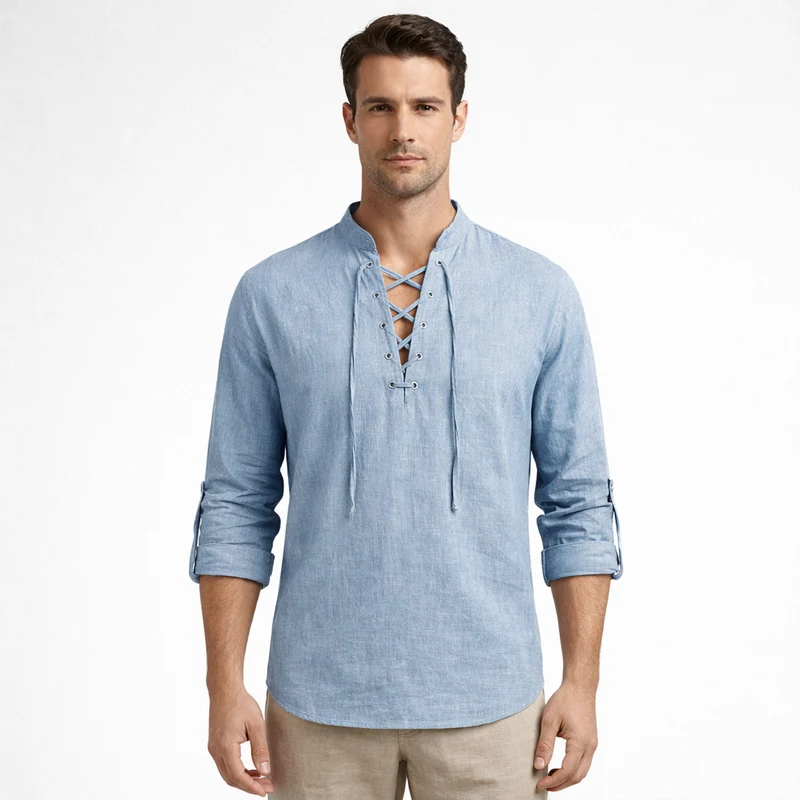 Driftlace | Camicia da uomo con scollo a V e maniche a tre quarti