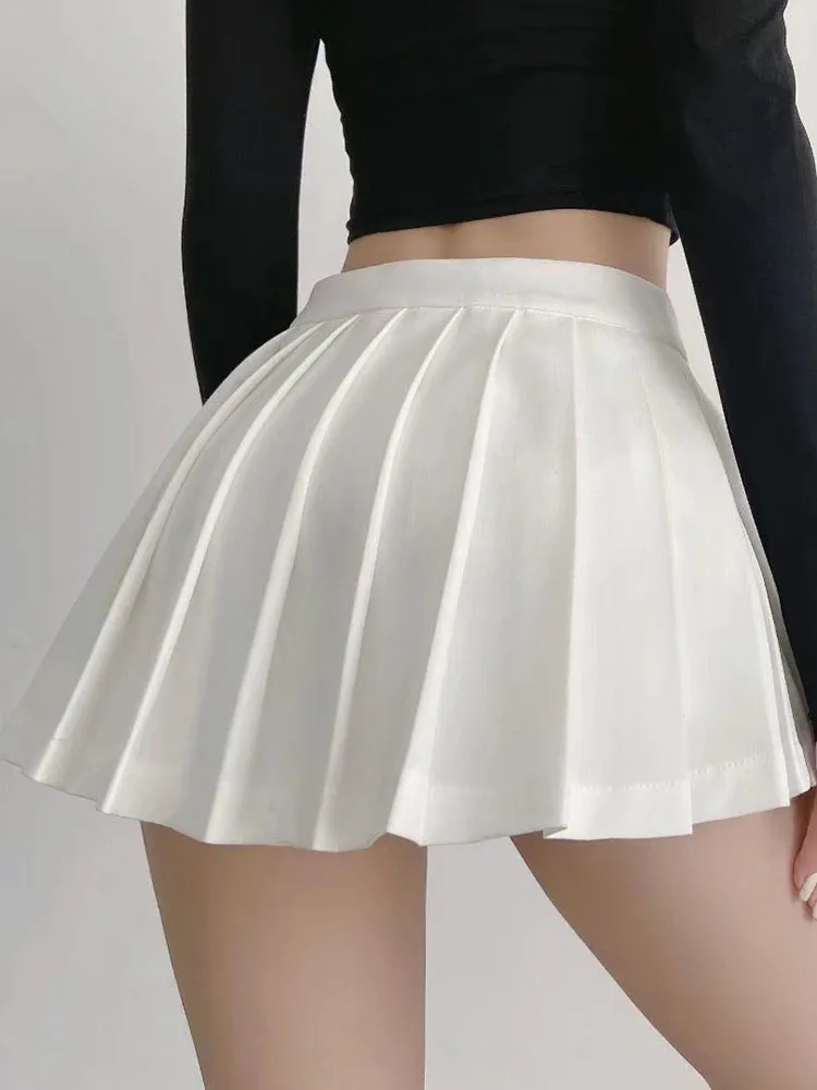 Gonna plissettata vintage bianca | Gonna estiva a vita alta per donna
