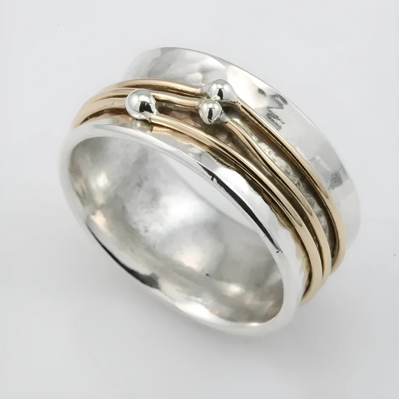 Anello vintage placcato oro | Gioiello in argento elegante