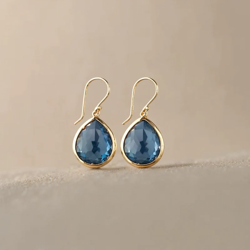 Orecchini a goccia di cristallo blu | Orecchini eleganti da donna