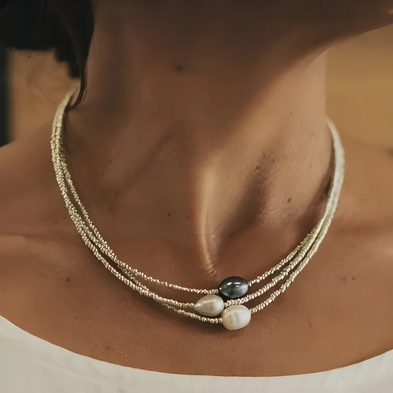Collana vintage di perle d'acqua dolce | Collana classica da donna