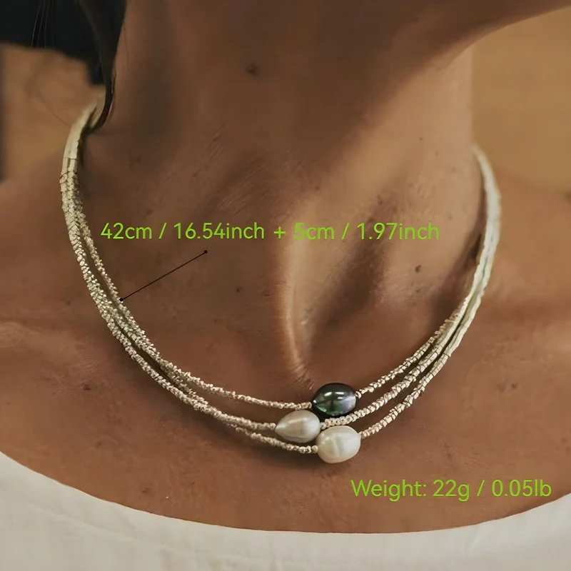 Collana vintage di perle d'acqua dolce | Collana classica da donna