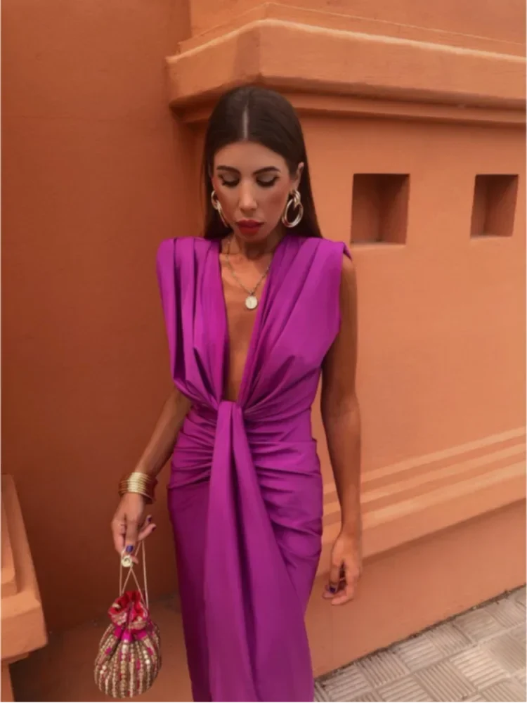 Aurélie | Elegantes langes Damenkleid mit Drapierung und Schlitz