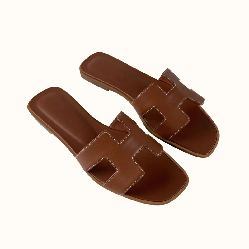 Damen Ledersandalen Soleil | Flache Sandalen mit H-Riemen