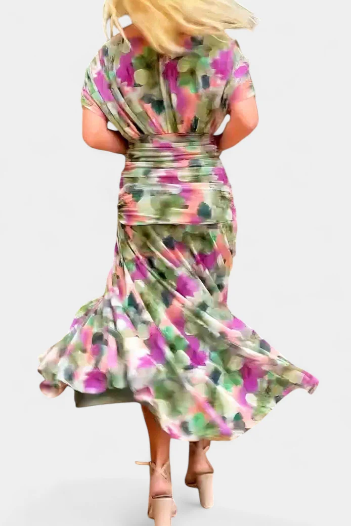 Iselina | Elegantes langes Damenkleid mit V-Ausschnitt
